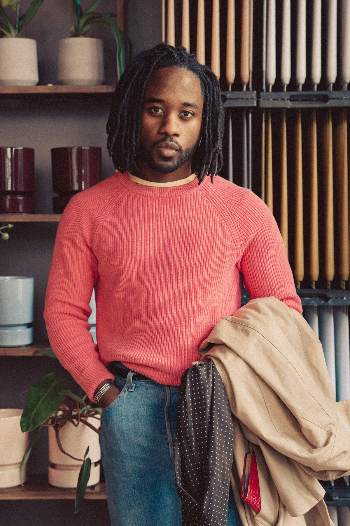 Daniel wearing a spring sweater