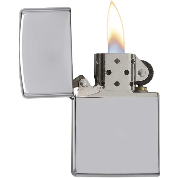 a zippo lighter in chrome finish