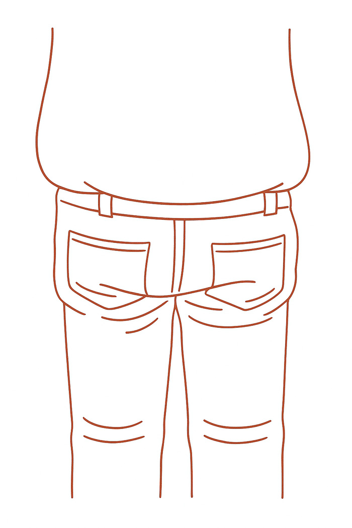 a man with a muffin top wearing jeans too low