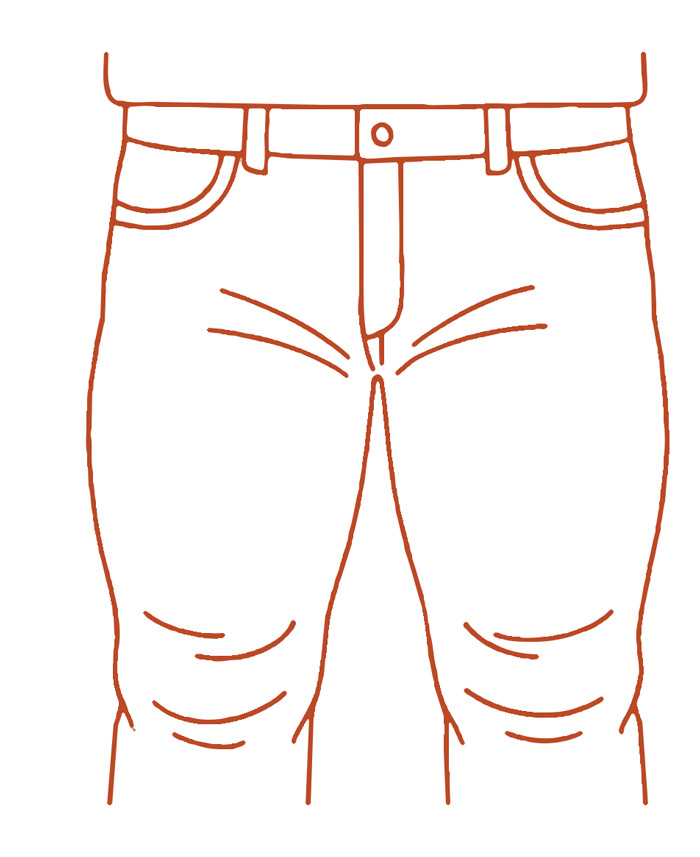 mans jeans are too tight in the thighs