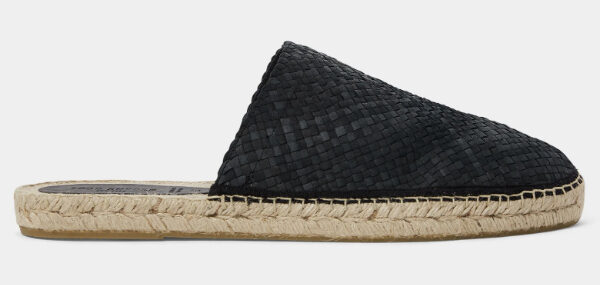 a woven espadrille style slip on slipper shoe