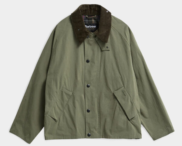 Barbour button front jacket with suede collar