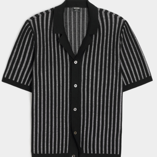 short sleeve striped button front shirt