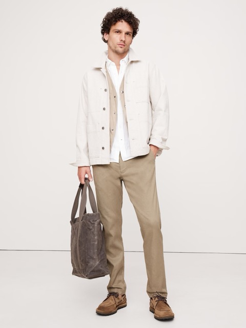 man wearing tan khaki pants