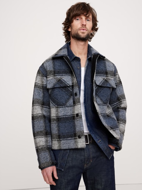 blue plaid shirt jacket