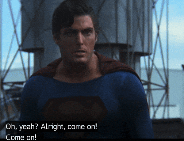 superman taunting clark in the junkyard scene of superman 3
