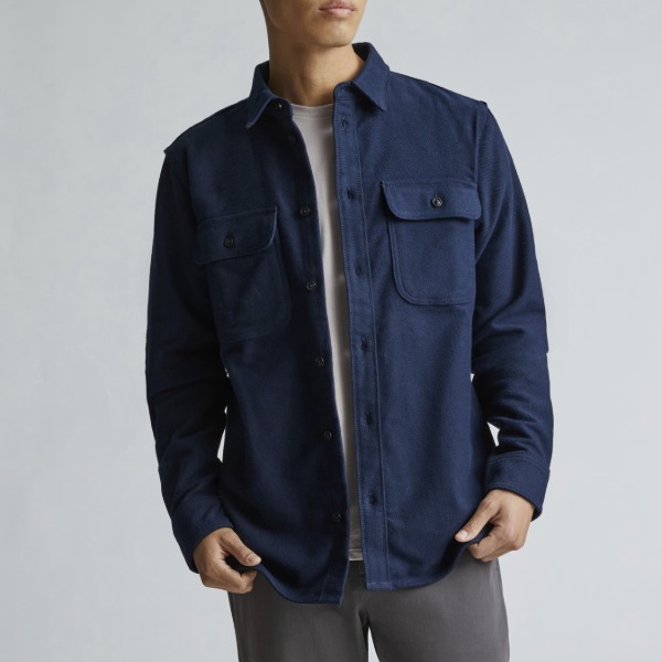 man wearing a heavyweight long sleeve over shirt