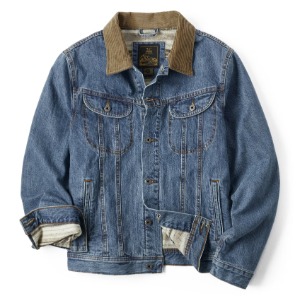 flannel lined trucker jacket with corduroy collar