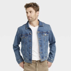 man wearing a denim trucker jacket