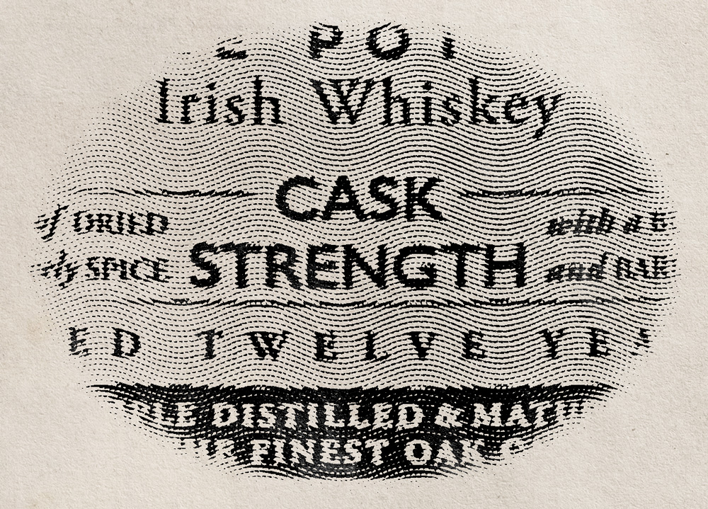 cask-strength on a spirits bottle