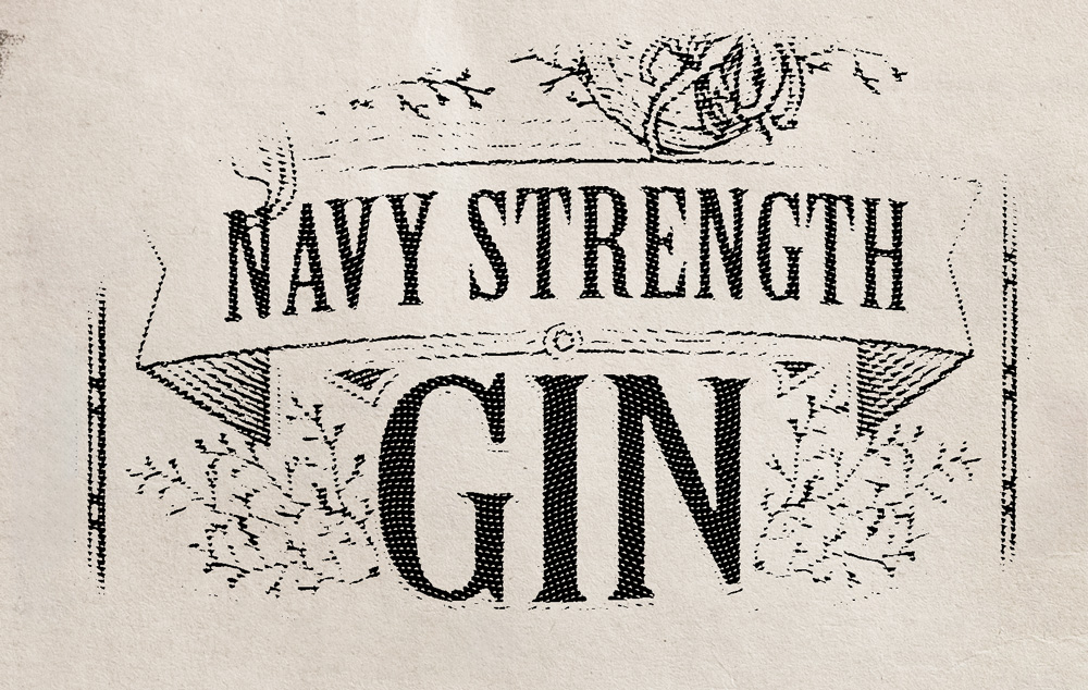 navy strength gin label