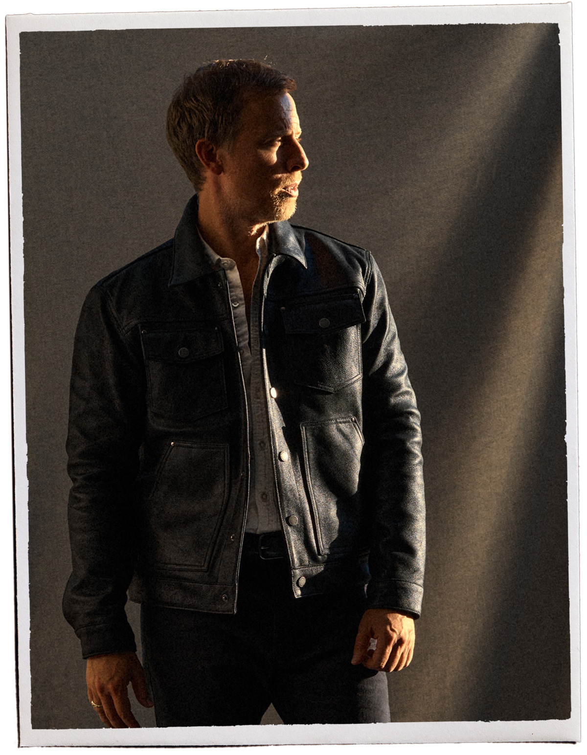 men's all black fall outfit with black leather jacket, white button up shirt, black belts and black pants men's all black fall outfit with black leather jacket, white button up shirt, black belts and black pants