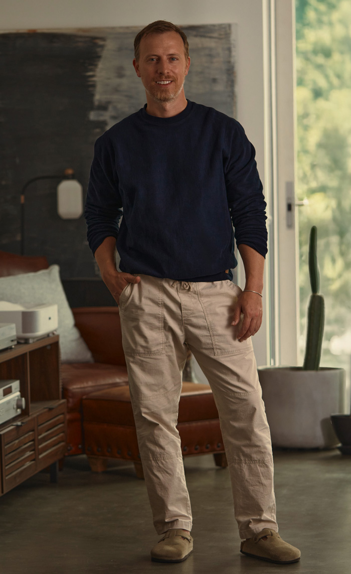 men's minimalist outfit with jewelry