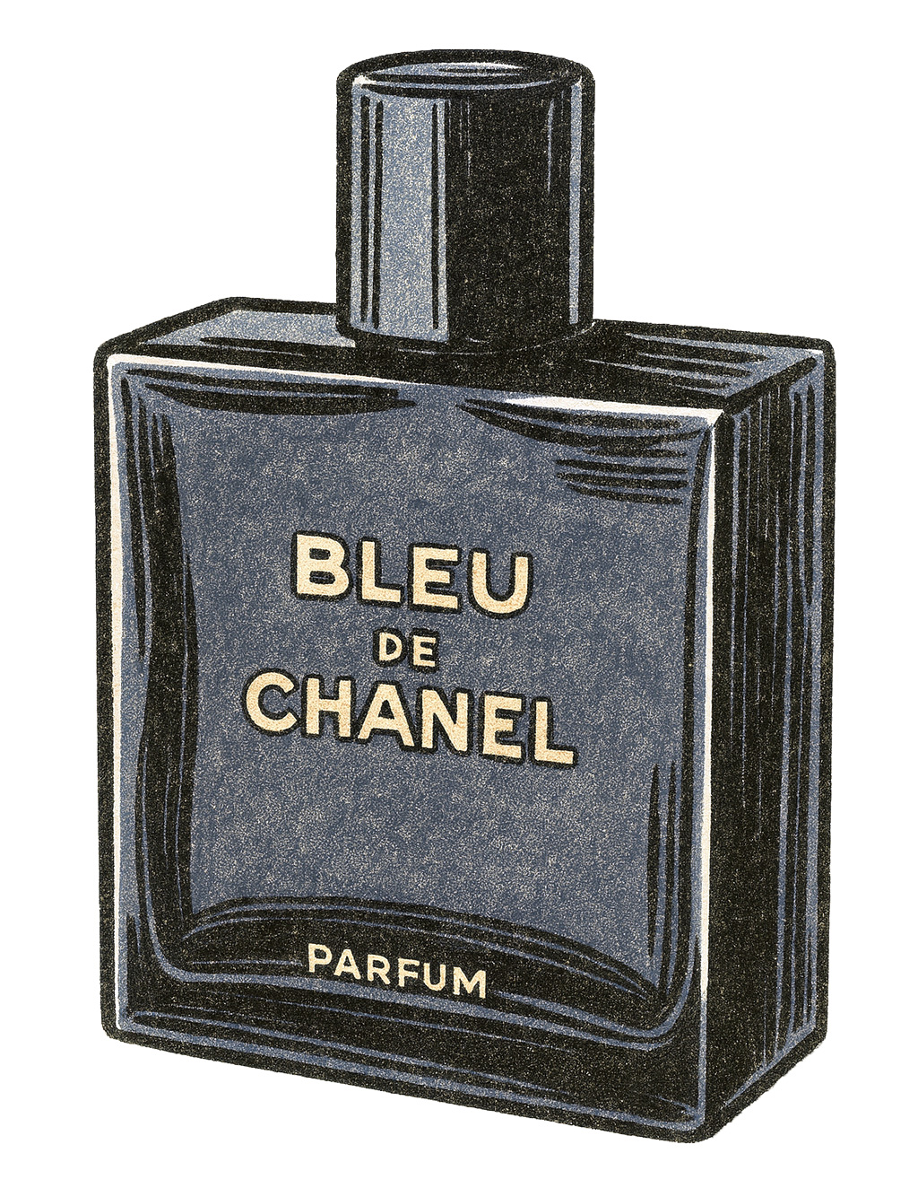 illustration of bleu de chanel parfum bottle