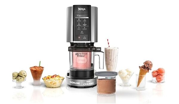 Ninja CREAMi Ice Cream Maker kitchen appliance device with assorted frozen treats