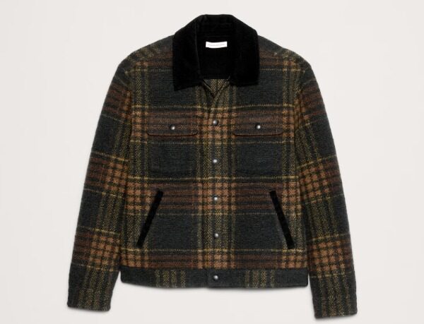 plaid boucle trucker style jacket