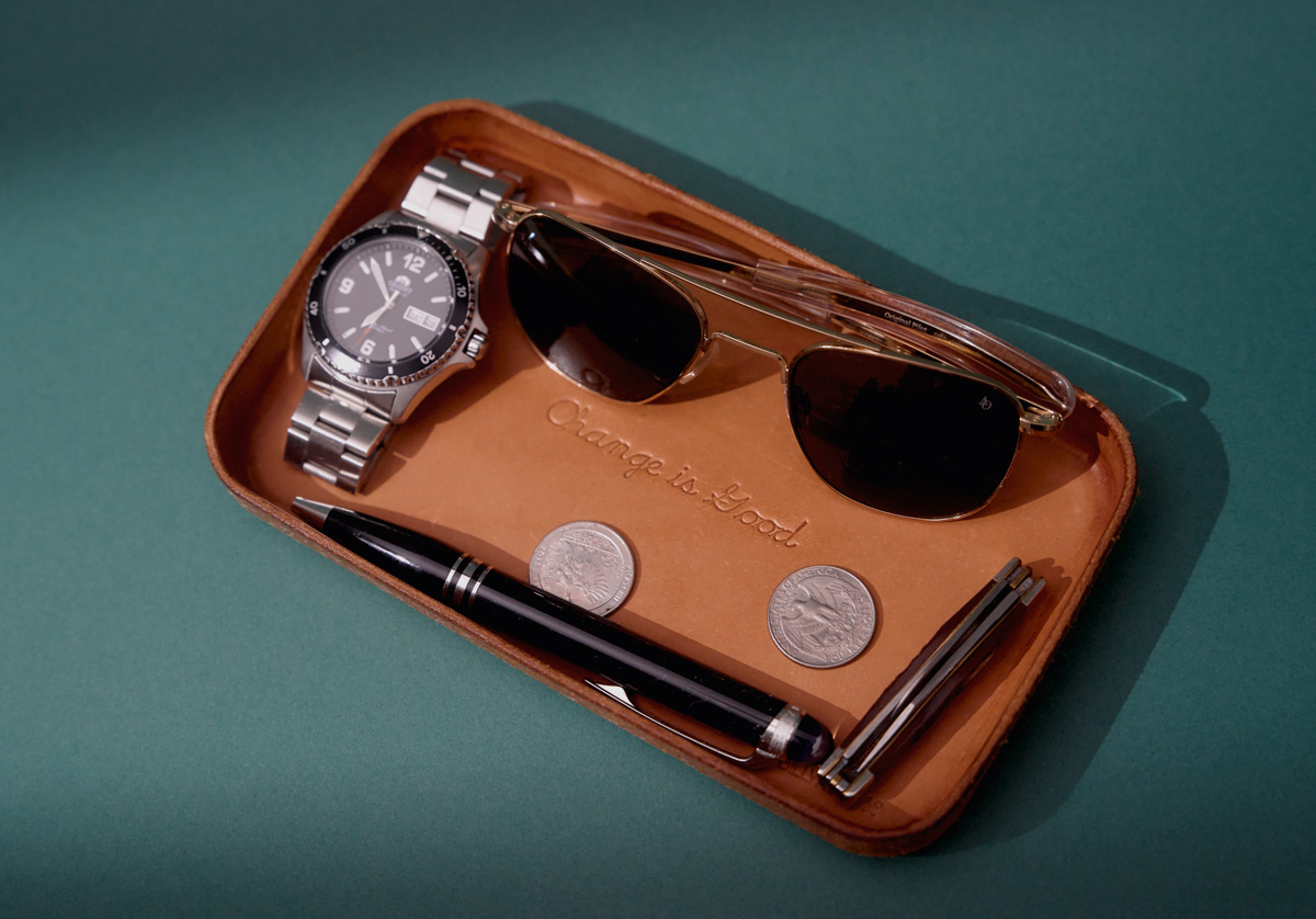 leather-valet-tray leather valet tray that says change is good