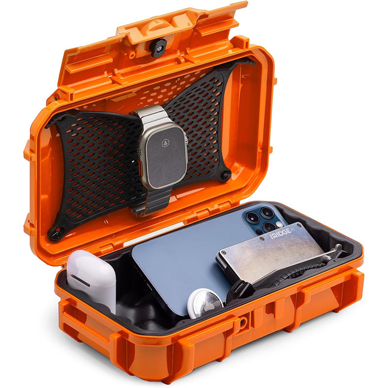 Evergreen EDC Dry Box Protective Case containing assorted gear items