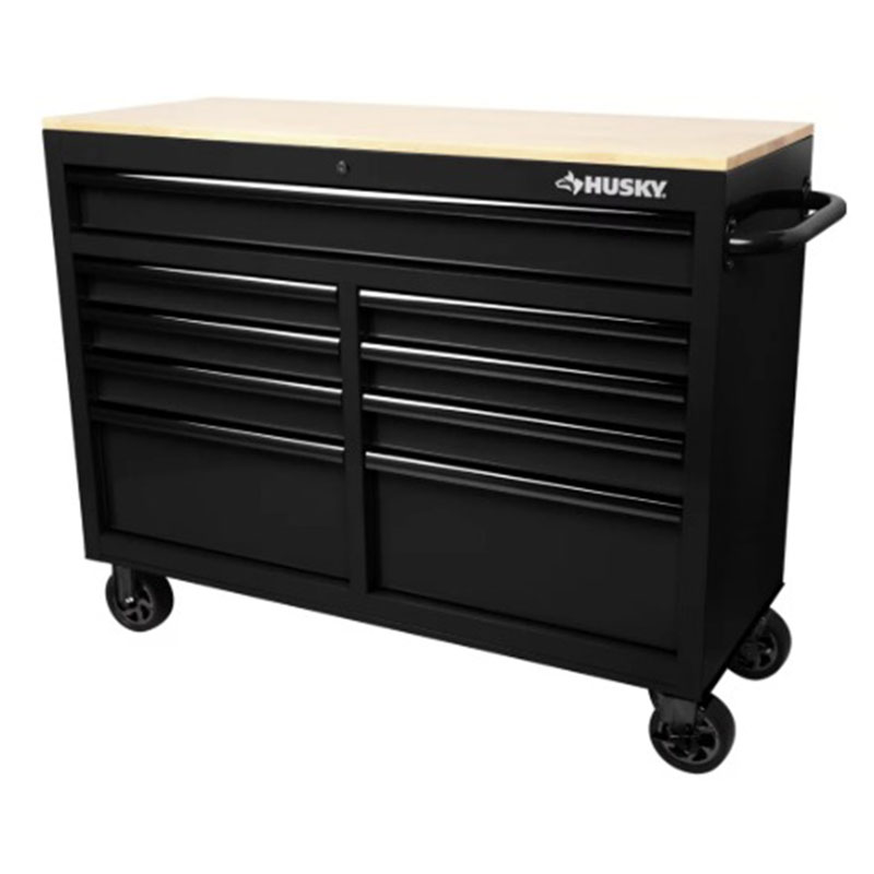 Husky 52 in. x 24.5 in. D 9-Drawer Mobile Workbench in Black