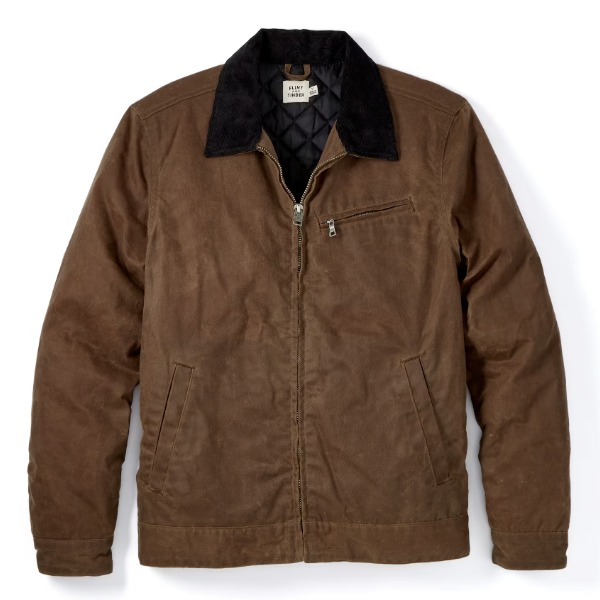 a zip front waxed jacket