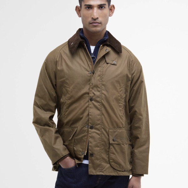 man wearing Barbour Bedale waxed jacket
