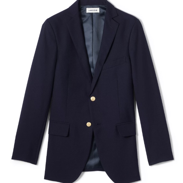 a navy hopsack blazer