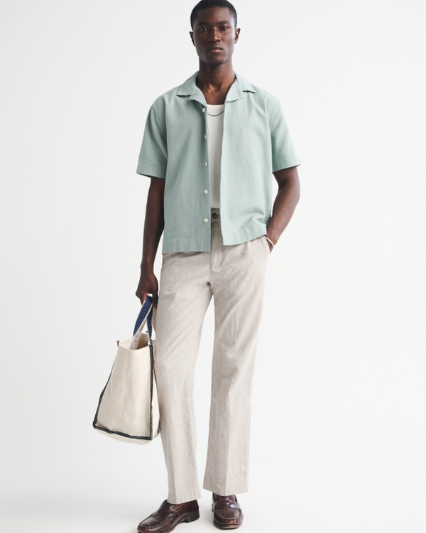 Linen-Blend Relaxed Straight Trouser