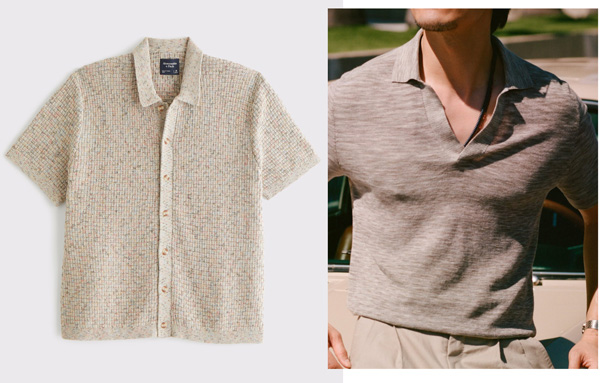 space dye beige knit polos